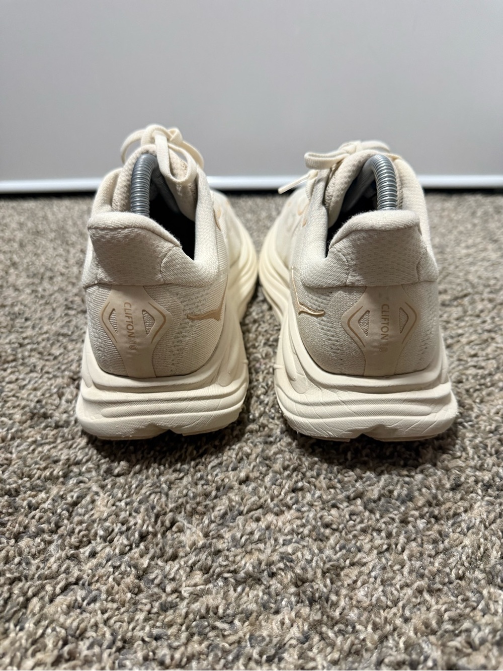 Hoka clifton 10 Cream and Beige Lightweight Running Shoes - Picture 4 of 7